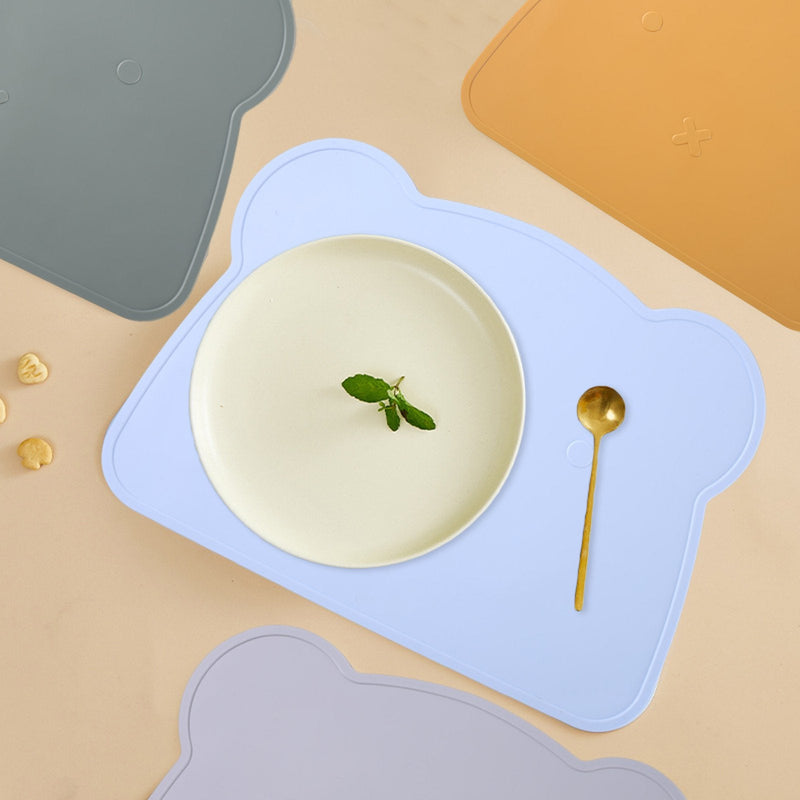 Silicone Teddy Placemat - Blue grey