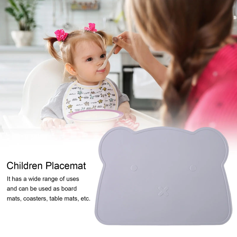 Silicone Teddy Placemat - Blue grey