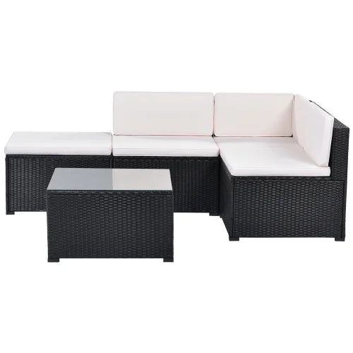 Livorno Corner Patio Set - Black with Beige Cushions