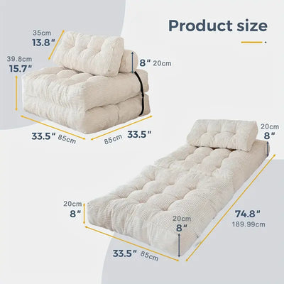 Foldable Chair Bed - Black  - Finery