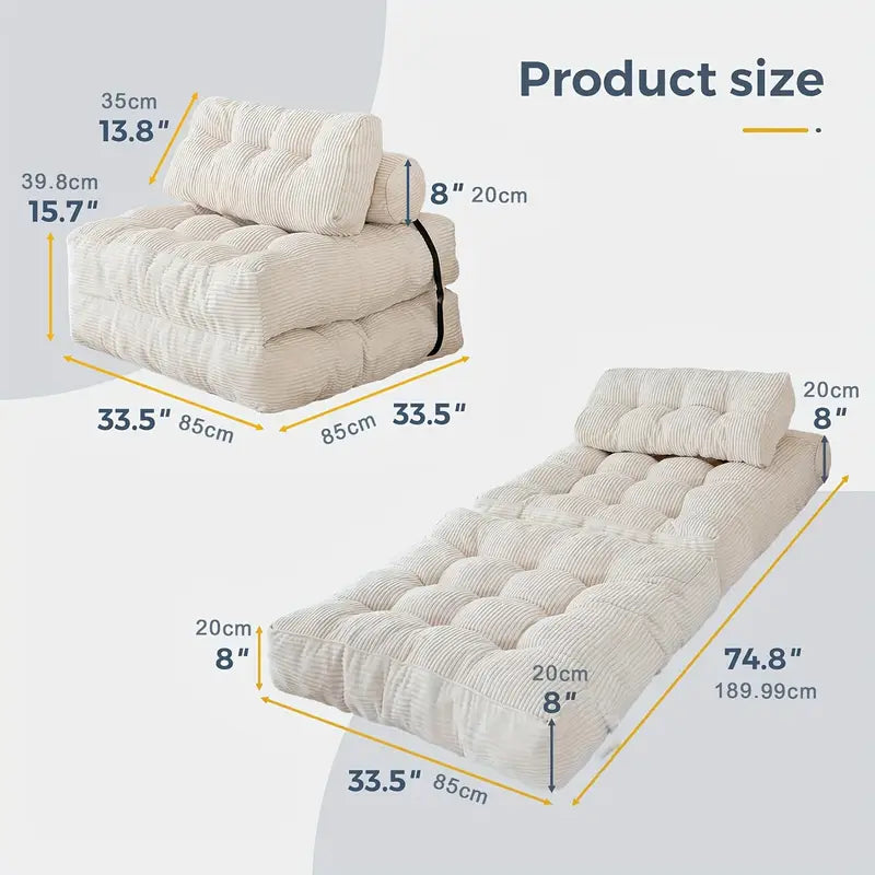 Foldable Chair Bed - Black  - Finery