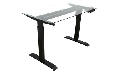 Height Adjustable Office Desk - Glass Top