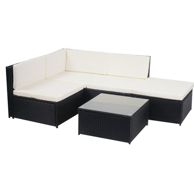 Livorno Corner Patio Set - Black with Beige Cushions