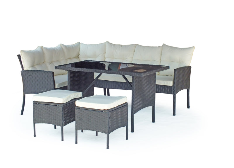 Fine Living - Santorini Corner Lounge - Black/Beige