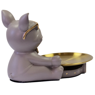 Bulldog with Written Bowl - Grey