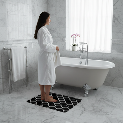 FlowEase- Black - Rectangle Bath Mat - 40*60cm