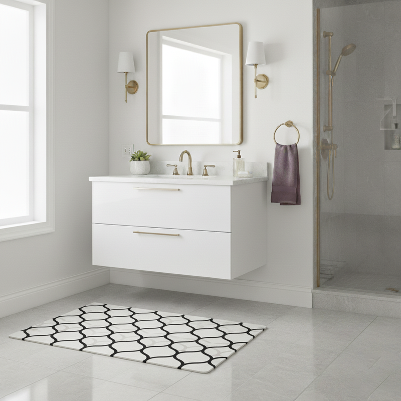 FlowEase - White - Rectangle Bath Mat - 40*60cm