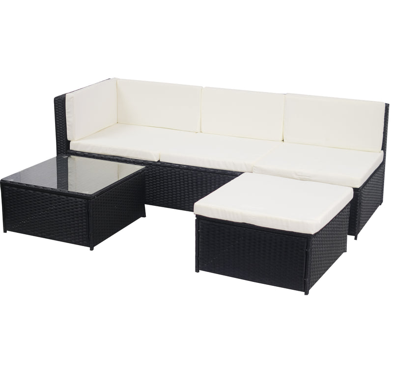 Livorno Corner Patio Set - Black with Beige Cushions