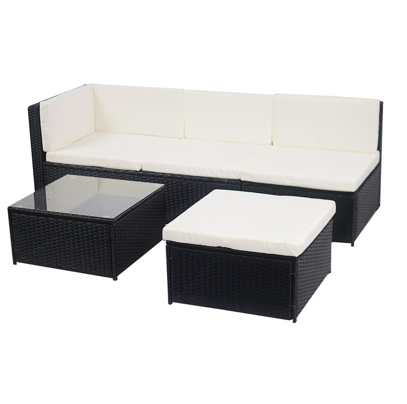 Livorno Corner Patio Set - Black with Beige Cushions