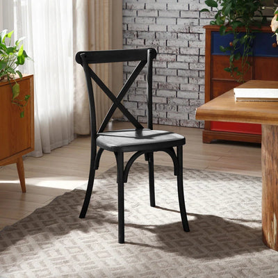 Cross Back Dining Chair - Fine Living - Black