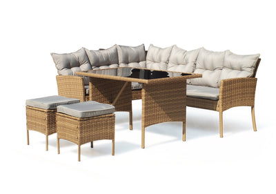 Santorini Corner Lounge Brown Patio Set