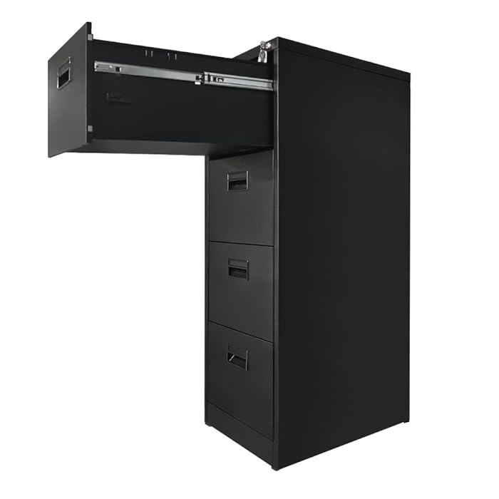 Metal 4 Drawer Cabinet - Fine Living - Black