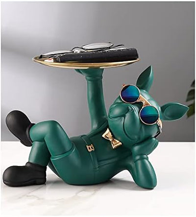 Bulldog Butler With Tray - Green