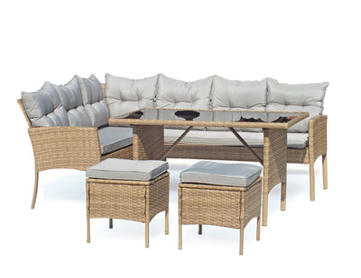 Santorini Corner Lounge Brown Patio Set