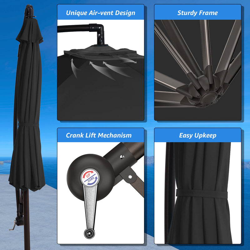 Ibiza Cantilever Umbrella - Black- Finery
