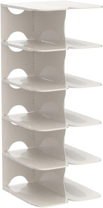 Pillar 6 Layer Shoe Rack - White
