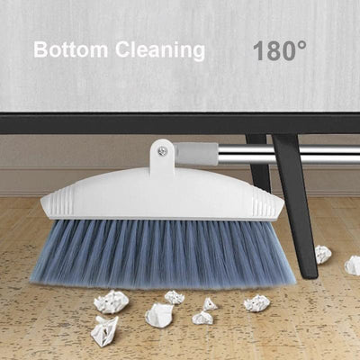 Longhand Dustpan  with Broom Set -  White/Grey - Fine Living