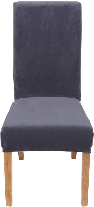 Velvet Dining Chair Cover - Light Grey