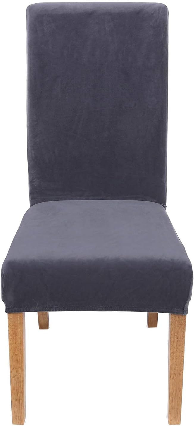 Velvet Dining Chair Cover - Light Grey