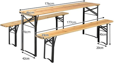 Foldable Table and benches 3pcs Set - Fine Living