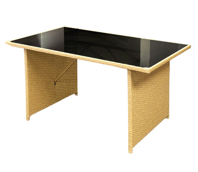 Bahamas Corner Lounge Patio Set - Brown with Black Cushions