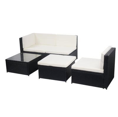 Livorno Corner Patio Set - Black with Beige Cushions