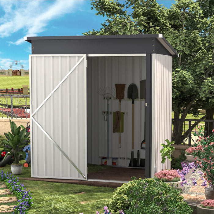 5 Ft. W x 3 Ft. D Metal Lean-To Garden Shed