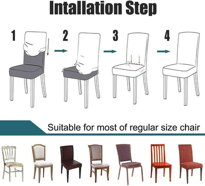 Velvet Dining Chair Cover - Light Grey