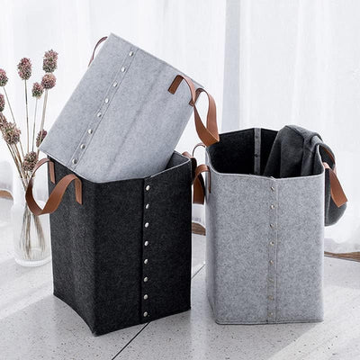 Felt Storage Basket With Handles - Fine Living