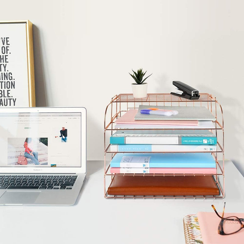 4 Tier File Organizer - Rose Gold
