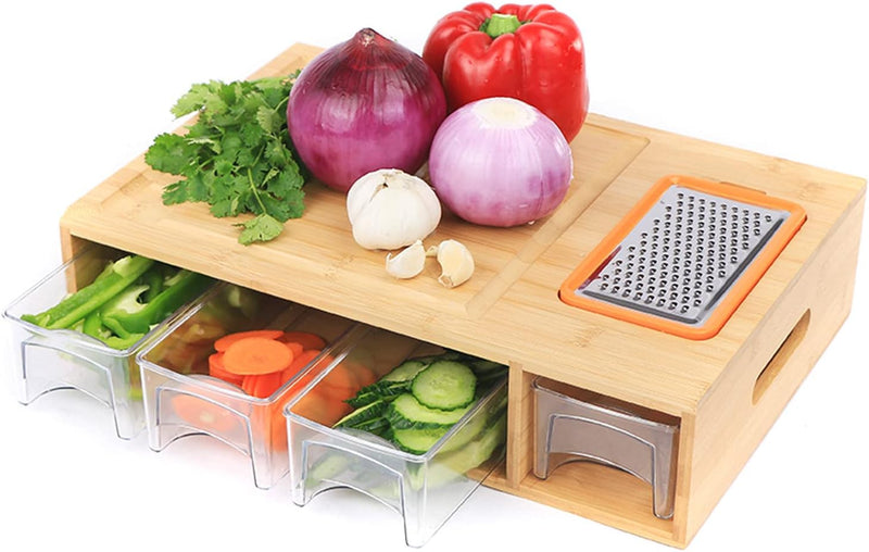 Three Drawers Bamboo Chopping Board - Fine Living