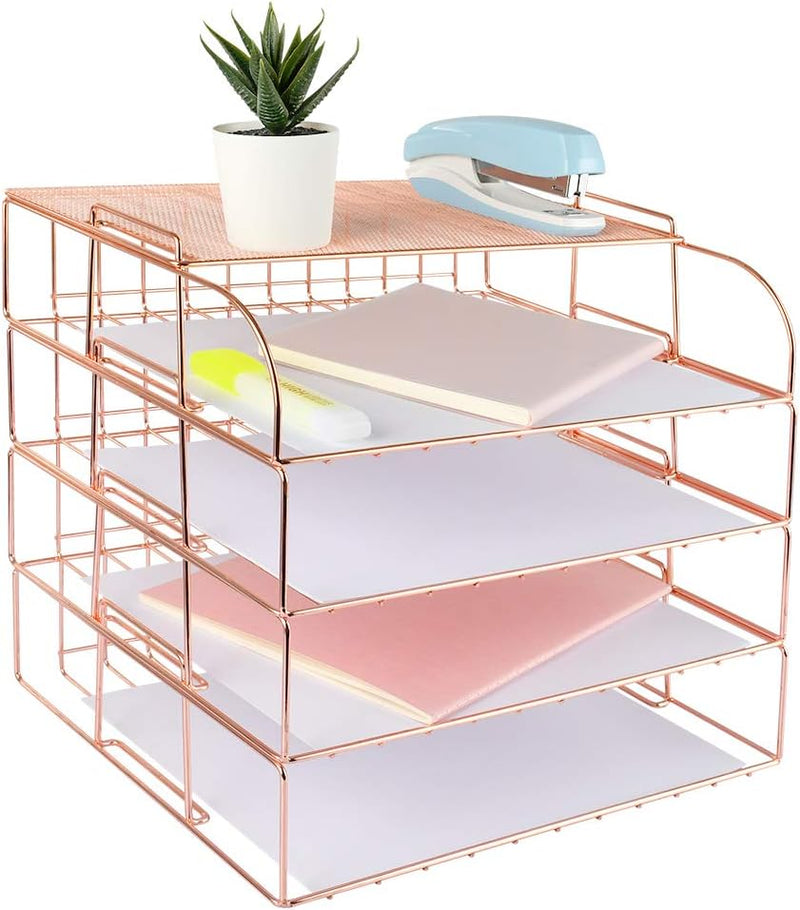 4 Tier File Organizer - Rose Gold