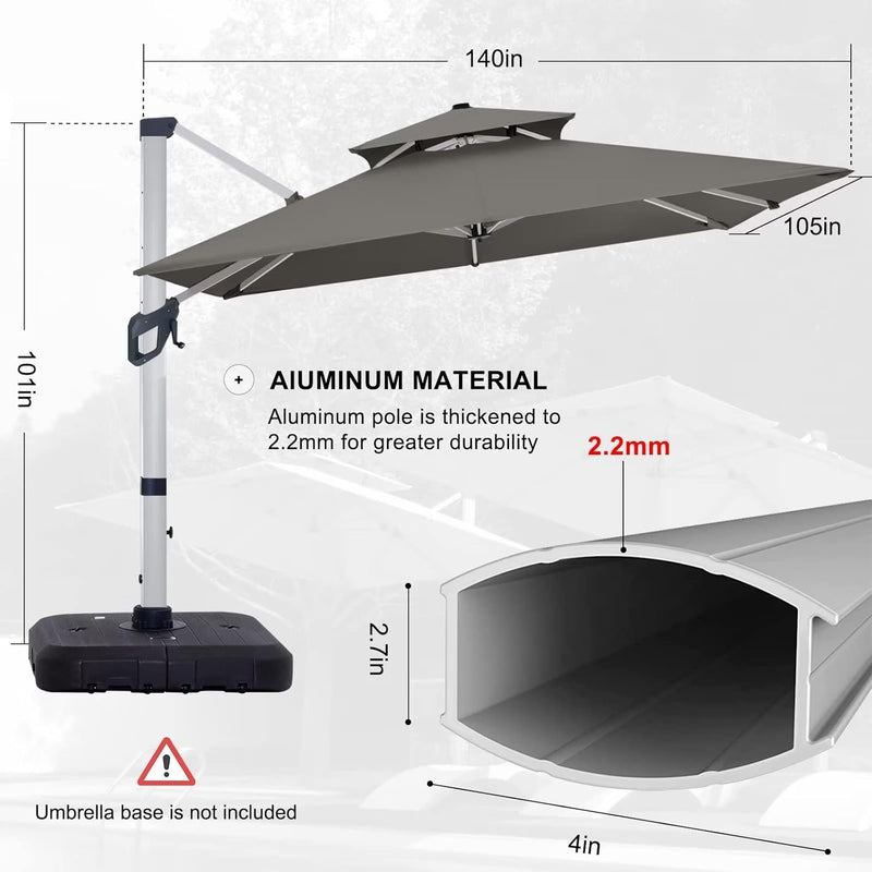 Tahiti Roma Umbrella - Grey - Fine Living