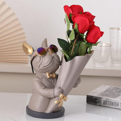 Bulldog Vase-Grey