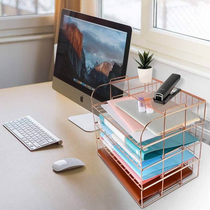 4 Tier File Organizer - Rose Gold