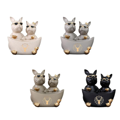 Bulldogs with Large Bowl - Grey