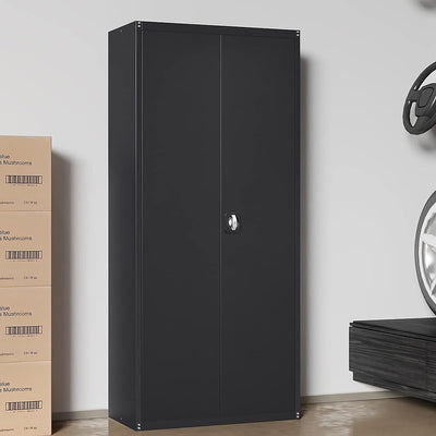 Metal 2 door cupboard -1.8m - Black - Fine Living