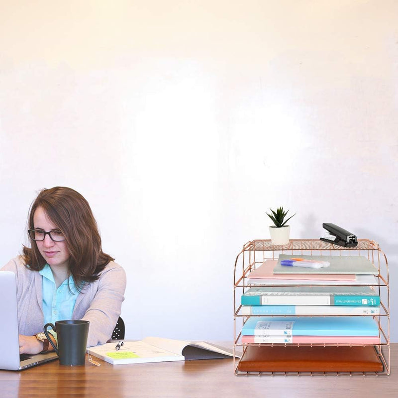 4 Tier File Organizer - Rose Gold
