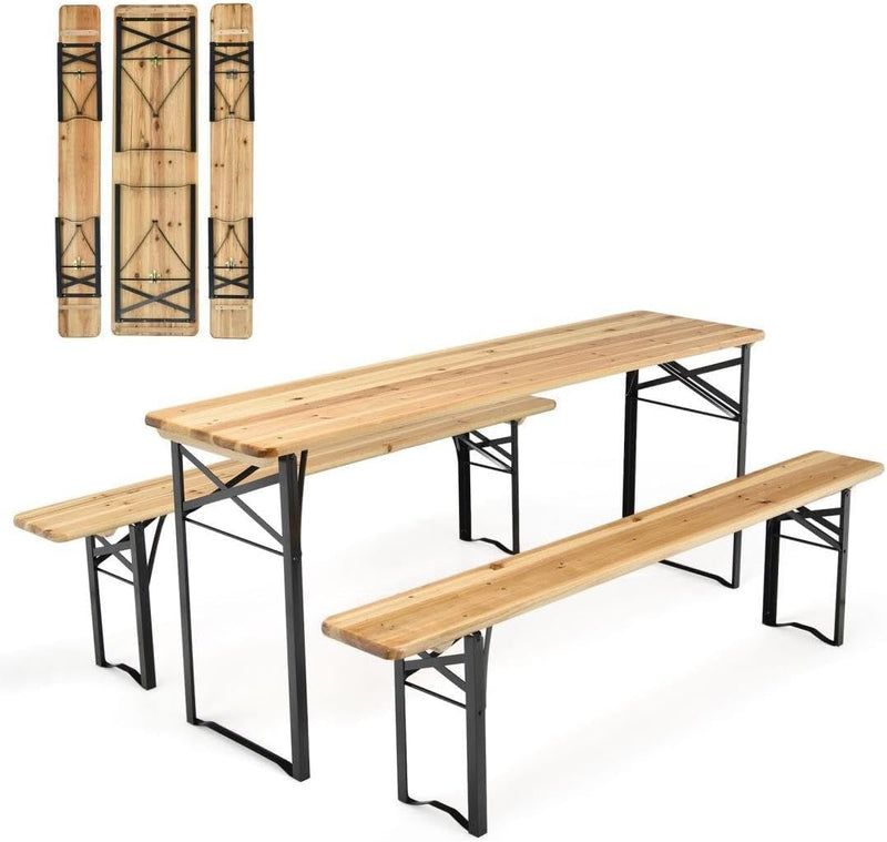 Foldable Table and benches 3pcs Set - Fine Living