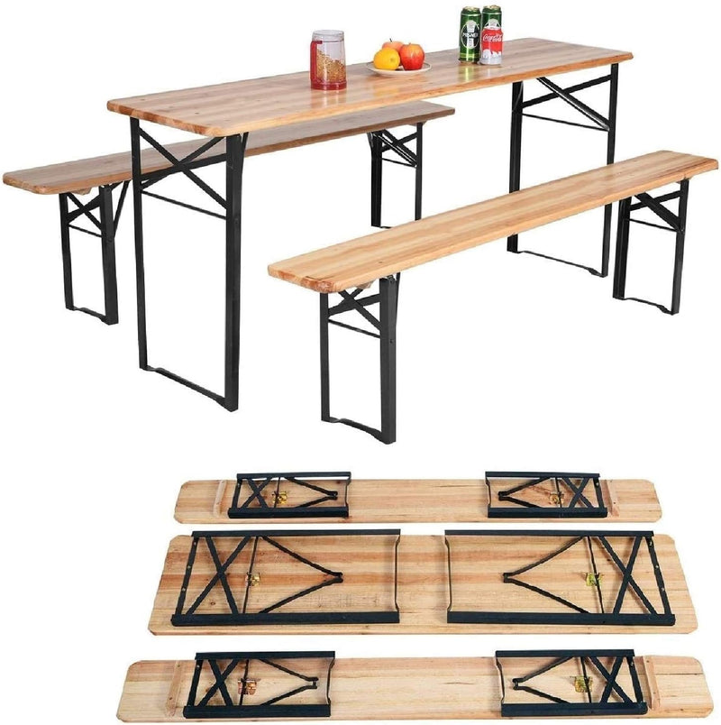 Foldable Table and benches 3pcs Set - Fine Living