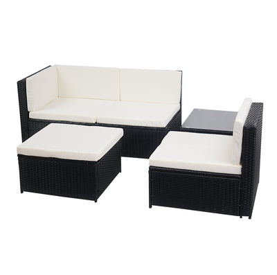 Livorno Corner Patio Set - Black with Beige Cushions