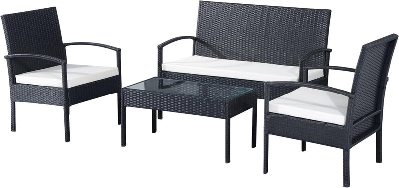 Miami 4pcs Set - Black Patio with Beige Cushions