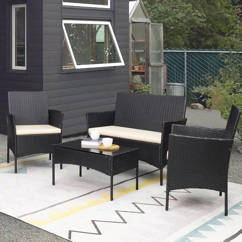 Jakarta 4pcs Patio Set - Black with Being Cushions