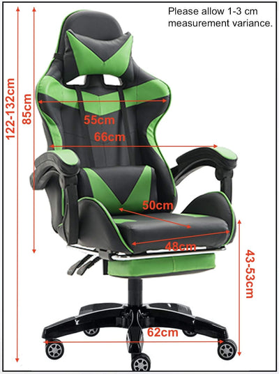LED Lights Gaming Chair - Green/Black