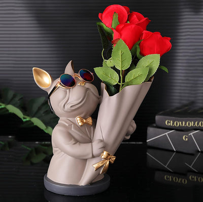 Bulldog Vase-Grey