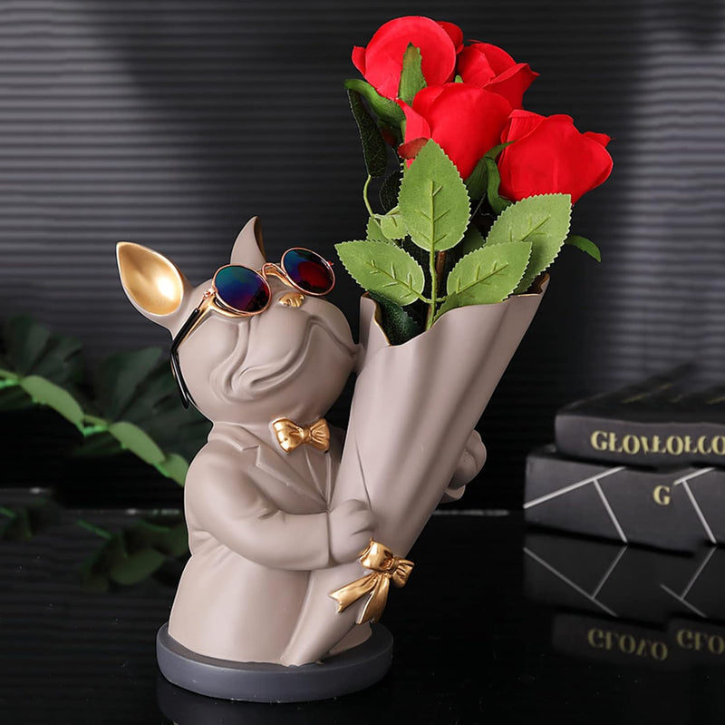 Bulldog Vase-Grey