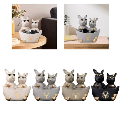 Bulldogs with Large Bowl - Grey