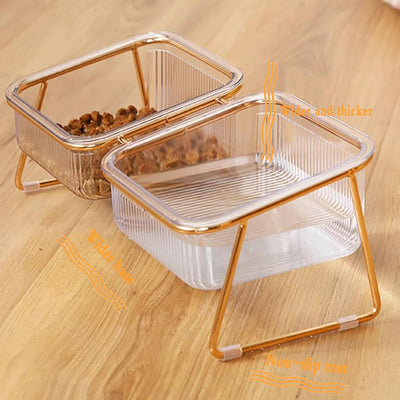 Cat Chow Transparent Double Cat Bowl - Rex