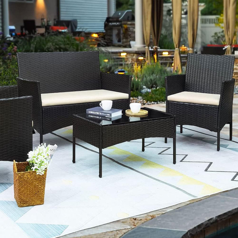 Jakarta 4pcs Patio Set - Black with Being Cushions