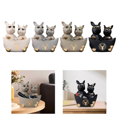 Bulldogs with Large Bowl - Grey